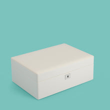 Load image into Gallery viewer, Expensive high-end jewelry box, white / cream color, closed
