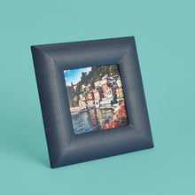 Load image into Gallery viewer, High-end leather picture frame, holds 5x5 photo, navy blue leather
