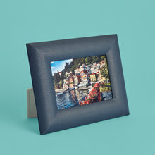 Load image into Gallery viewer, Blue luxury leather picture frame, holds 5x7&quot; photo
