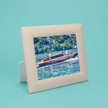 Load image into Gallery viewer, White / cream luxury leather picture frame, holds 8x10&quot; photo

