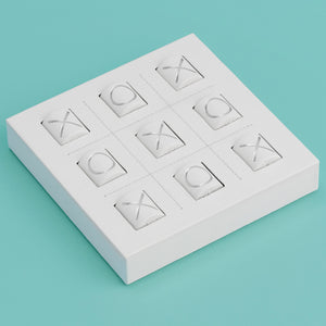 Luxury leather tic tac toe board with white stitching. Shown in white leather.